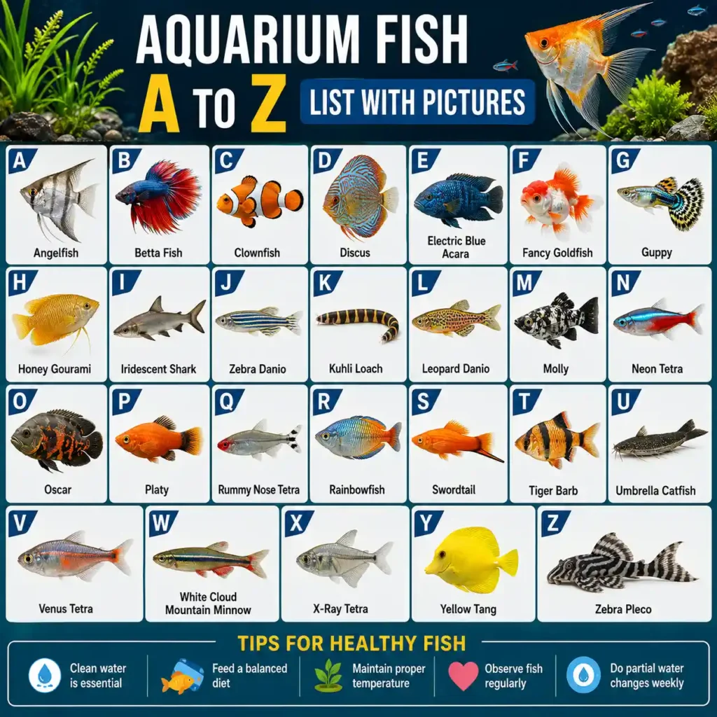 Aquarium Fish A to Z list With Pictures