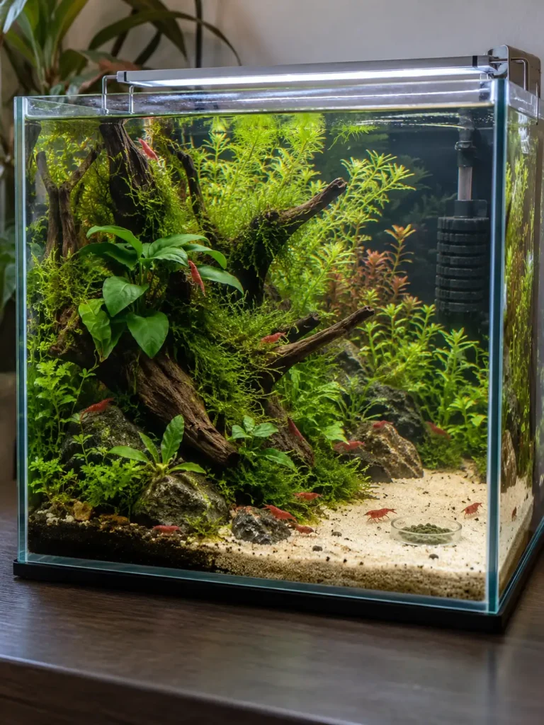 Jungle Shrimp Tank With Feeding Area