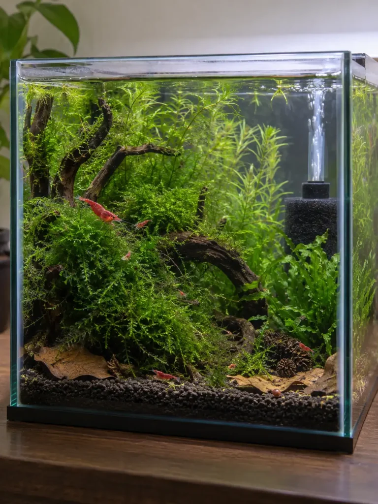 Shrimp Breeding Tank With Dense Moss
