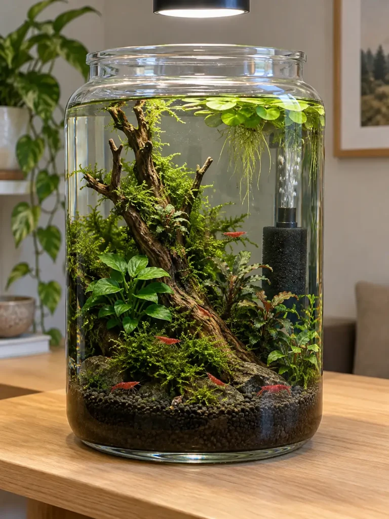 Vertical Planted Jar Shrimp Tank
